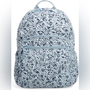Vera Bradley Perennials Grey XL Campus Backpack
